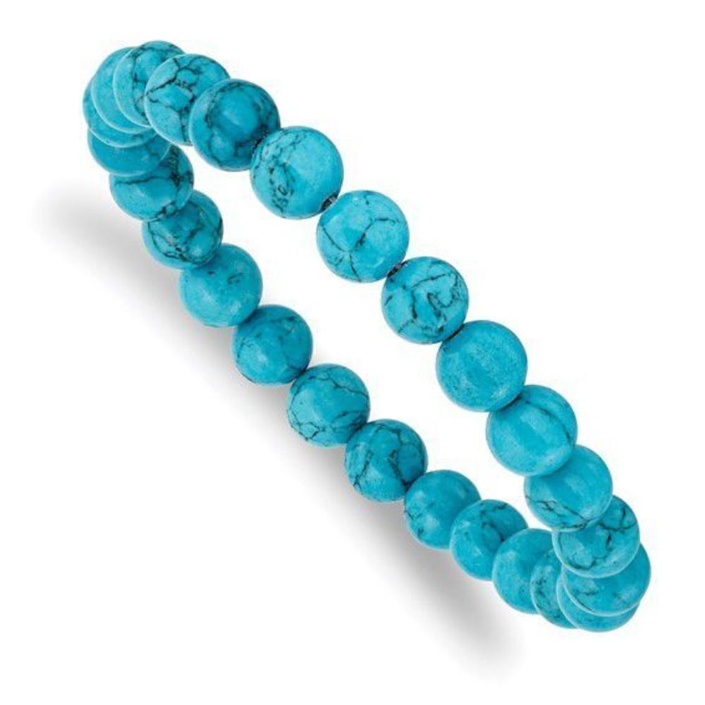 Chisel 8mm Blue Turquoise Agate Beaded Stretch Bracelet